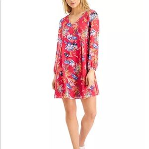 👗LADIES INTERNATIONAL CONCEPTS TIE-BACK MINI FLORAL DRESS (L)